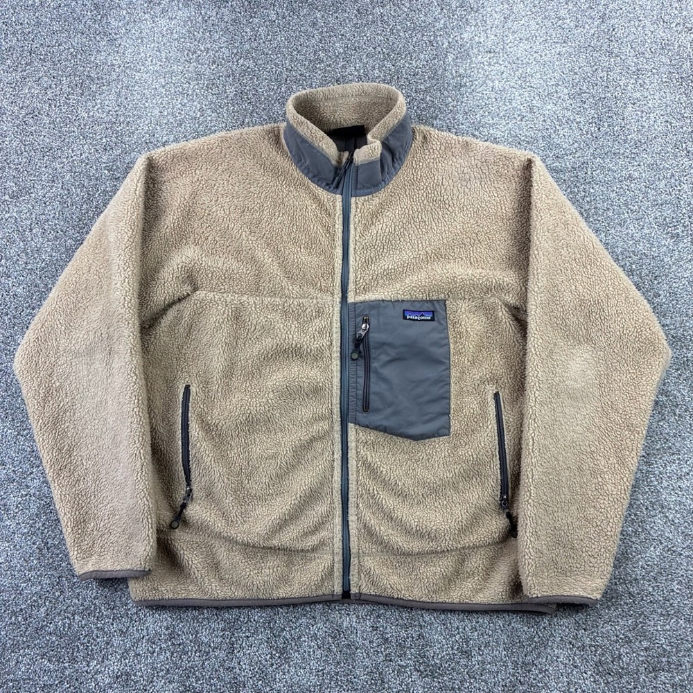 Vintage Patagonia Retro X Jacket Mens XL Oatmeal Beige Sherpa Fleece Deep Pile